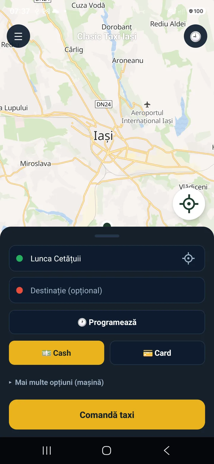Aplicația Clasic Taxi Iași — comandă și urmărire live